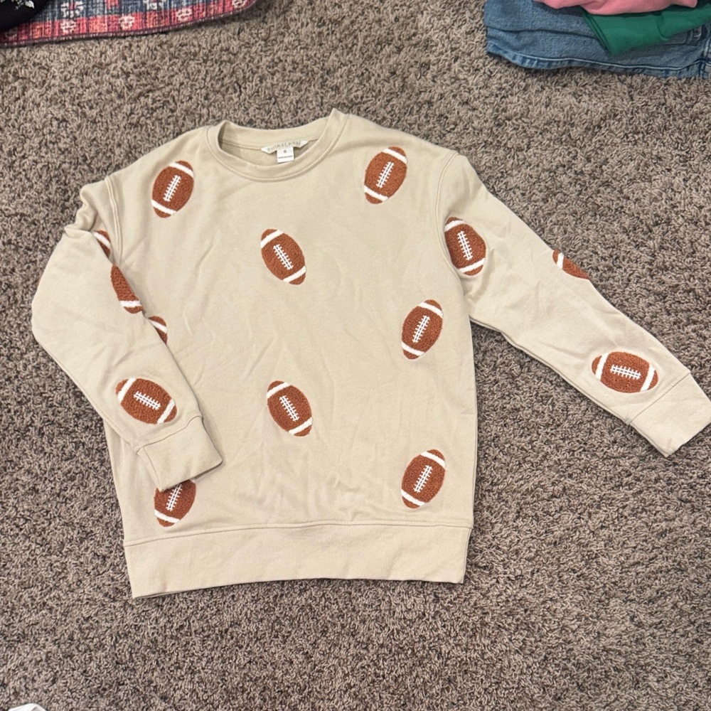 Football Patterned Beige Sweatshirt